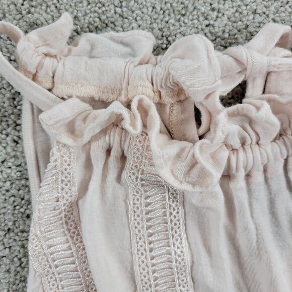 Chelsea & Violet Top Womens M Pink Collar Tie Ruffle Lace Trim Sleeveless Tank - Picture 7 of 12